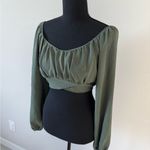 Altar'd State  Olive Green Long Sleeve Crop Top Medium New Photo 2