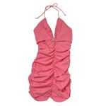 ZARA  Barbie Pink Ruched Cutout Halter Mini Dress Sz XL Women Photo 3