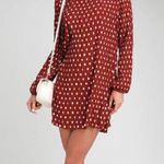 Lulus Pleat to Meet You Wine Red Polka Dot Long Sleeve Shift Dress Photo 0