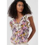 French Connection New.  orchid floral lace ruffle top. Small. Retails $128 Photo 2