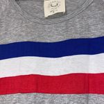 Fantastic Fawn  medium women’s gray short sleeve t shirt red white blue striped Photo 2
