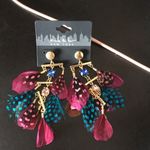Nicole Miller  3 tiers of god & Feathers earrings Photo 1