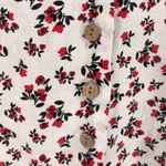 Cynthia Rowley Mini Floral Button Down Linen White Collared Blouse Photo 4