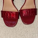 Calvin Klein Size 7.5 Red Croc Embossed Two Strap Sandal Heels Photo 1