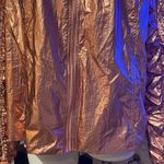 G by Guiliani Sz 14 Metallic Rose Gold Hooded Zip Windbreaker Hi Low Jacket Pink Photo 2