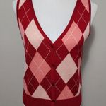 Talbots 14. crimson Italian merino wool argyle vest size small Photo 0