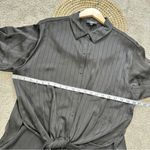 DKNY NWT  Women’s Jacquard Point Collar Long Sleeve Tie Front Blouse in Black L Photo 11