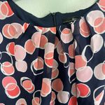 R & K  Coral and Navy Circle Pattern Pleated Front Knee Length Dress Sz 6 Photo 2