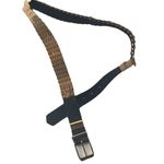 Vintage Gold Stretch Belt With Black Snakeskin Photo 0