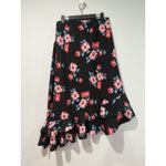 Bobeau NEW  Floral Polka Dot Asymmetrical Skirt LG Ruffle Bloom Dark Romantic Photo 1