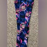 Athletic Works high waste yoga pants blue w/pink flowers- size M Photo 2