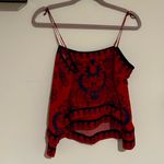 Free People  Red & Blue Scarf Print Sleeveless Spaghetti Strap Tank Top Medium Photo 1