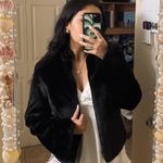 Ideology Faux Fur Black Zip Up Jacket Photo 1