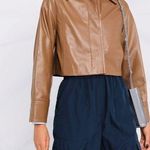 Vince 100% lambskin cropped leather long sleeve jacket Photo 0