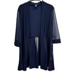 R & M Richards  Navy Blue Dress with Rhinestones & Sheer Cardigan Formal Wedding Photo 3