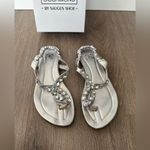 Silver Crystal Bling Rhinestone Flip Flops Size 8 Photo 2
