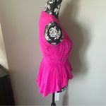 Shoshanna  silk top blouse sleeveless hot pink size 2 ruffle bottom womens Photo 4