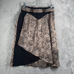 Cache Paris Womens 2 Piece Skirt Suit 4 Black Tan Baroque Jacquard Vintage 80s Photo 11