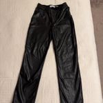 Abercrombie & Fitch Abercrombie 90s Straight High Rise Criss-Cross Waist Vegan Leather Pants Photo 3