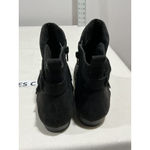 SO Womans  Wms Size 8 M Black Suede Bootie Side Zip Strap Buckle Photo 6