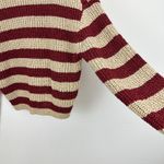 J.Crew  Montauk Pullover Sweater V Neck Striped Beechwood Bordeaux Large NWT Photo 11