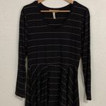 Matilda Jane Modal Black Gold Metallic Striped Long Sleeve Peplum Top Size M Photo 0