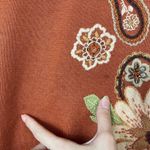 Vintage Orange Paisley Floral Mockneck Sweater Orange Size M Photo 2