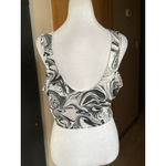 SO Women's  White Black Swirl Cutout Crop Top XL Photo 2