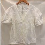 Milly  Tournesol Eyelet Top Small‎ Blouse Career Business Modest Internship Photo 3