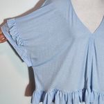Bishop and Young Light Blue Cropped V-Neck Top with Ruffle Trim Size Large Photo 5