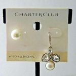 Charter Club MIX IT UP!  Silver Tone Crystal & Pearl Stud & Dangle Drop Earrings Photo 0