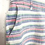 St. Tropez West Linen Stripe Shorts Blue Pink White Flat Front Pockets Size 10 Photo 7