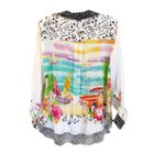 John Mark  Novelty Mix Print Button Front Roll-Tab Sleeve Tunic Sz M Photo 4