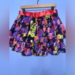 Caroline Constas Reign Floral Belted Tiered Mini‎ Skirt NWT Size L Black Size L Photo 5