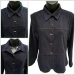 VTG Long Sleeve Button Down Navy Blue Top Women’s Petite 6P R&K Originals Photo 1