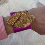 Pink leather bracelet with a gold druzy geode stone Photo 2