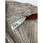 ZARA  Tan Jacquard Floral Pleated Long Sleeve‎ High Neck Blouse Size L Photo 6