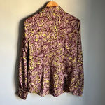 Cinq à Sept Cinq A Sept Purple Blanche Rhinestone Printed Button Front Top Photo 2