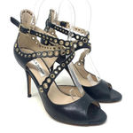 LK Bennett L.K. Bennett Leah Pumps Black Strappy Gold‎ Grommet Photo 0