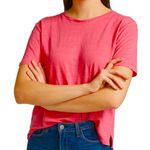 Majestic Filatures Women's Linen/Elastane Short Sleeve Crewneck Pink Tee Photo 8