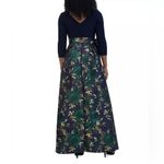 Jessica Howard Blue Green And Metallic Gold Pleated Formal Evening Gown Maxi Dress Photo 2