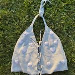 Cider HEART KNIT HALTER CROP CAMI TOP Photo 4