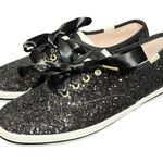 Kate Spade NEW  Keds Glitter Black Ribbon Lace Up Sneakers Womens Size 6 Sparkle Photo 0