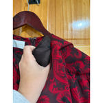 Dana Buchman  Silk Jacquard Blouse Red Black Holiday Evening Top 4 Photo 3