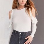 Urban Outfitters  Ruffle Cold Shoulder Top White Large NEW Photo 0