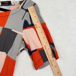 Numph S 36 Abstract Tencel Bodycon Midi Dress Colorblock Mod Artsy 60s Retro Orange Photo 9