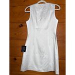Lulus NWT  Sophisticated Icon White Satin Button-Up Mini Dress With Pockets Sz S Photo 3