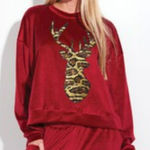 Phil Love Holiday Reindeer Comfy Loungewear Set Red Animal Print Size S NWT Photo 0