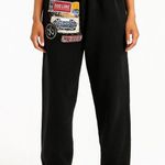 Riley Vintage All Patched Up Sweatpants in Black Racing Patches Size Medium Photo 0