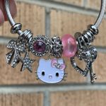 Sanrio Hello kitty charm bracelet Adjustable for any wrist kids adults gift Pink silver Photo 2